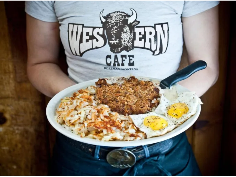 Serving chicken fried steak w1796 o