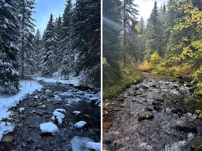 South Cottonwood Trail in Bozeman Montana in winter and fall
